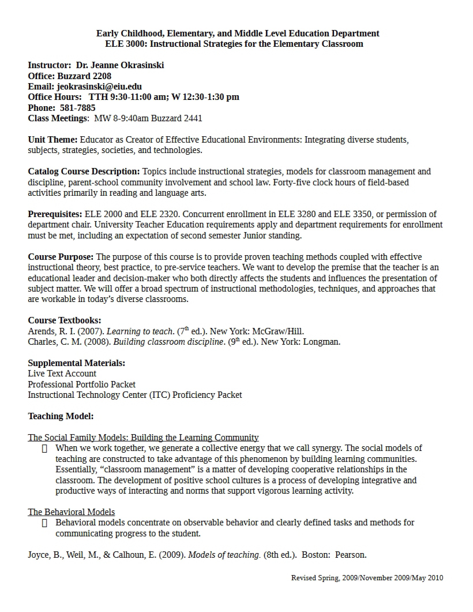 Syllabus - 10 Pages