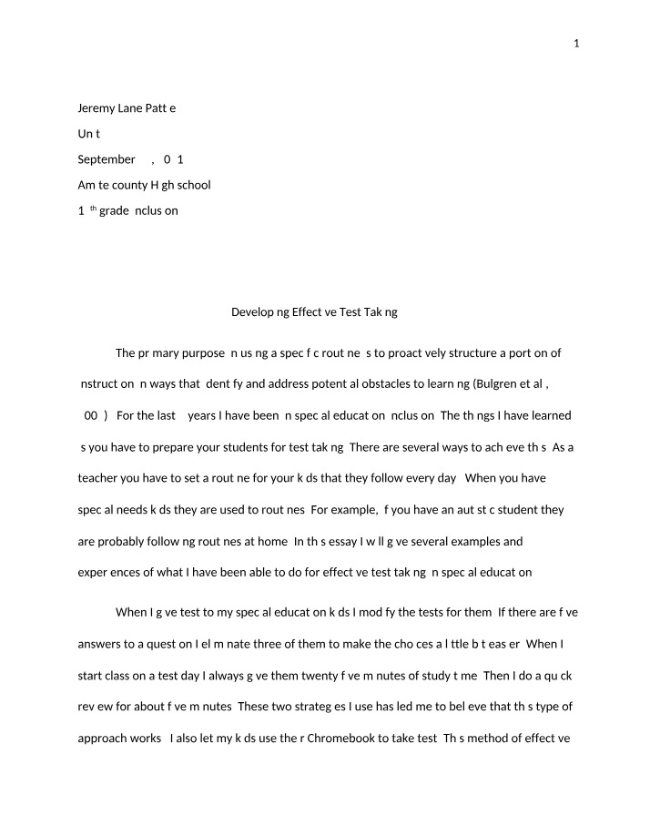 Developing Effective Test Taking Strategies