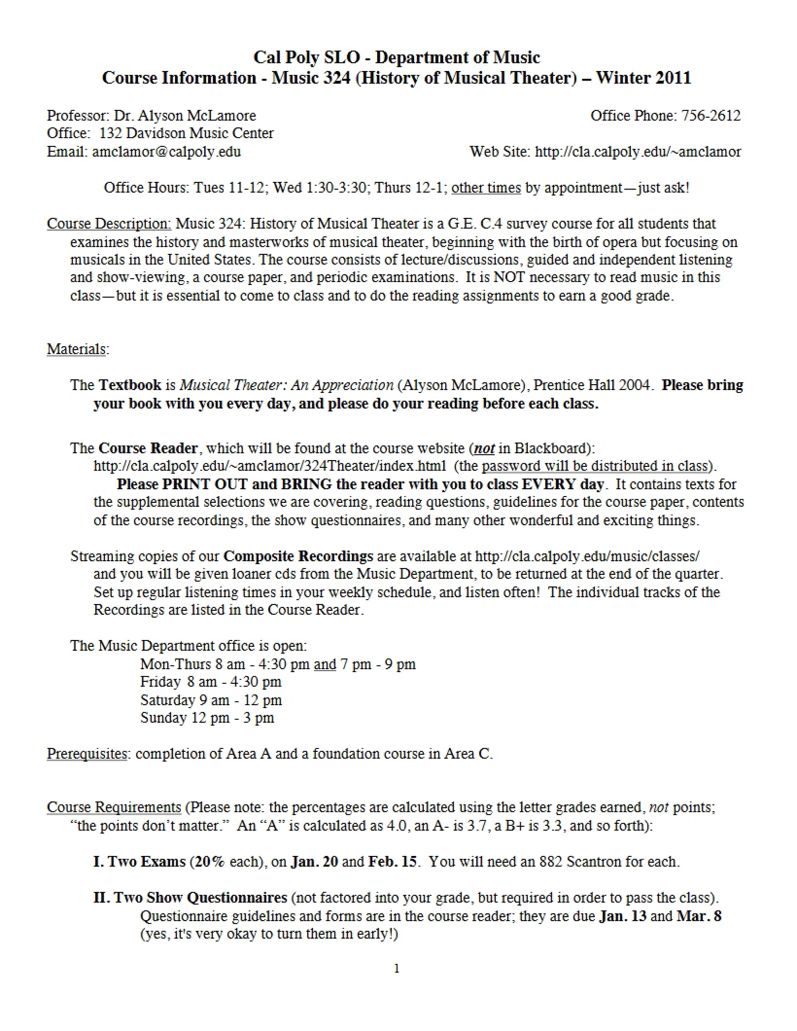 Course Syllabus