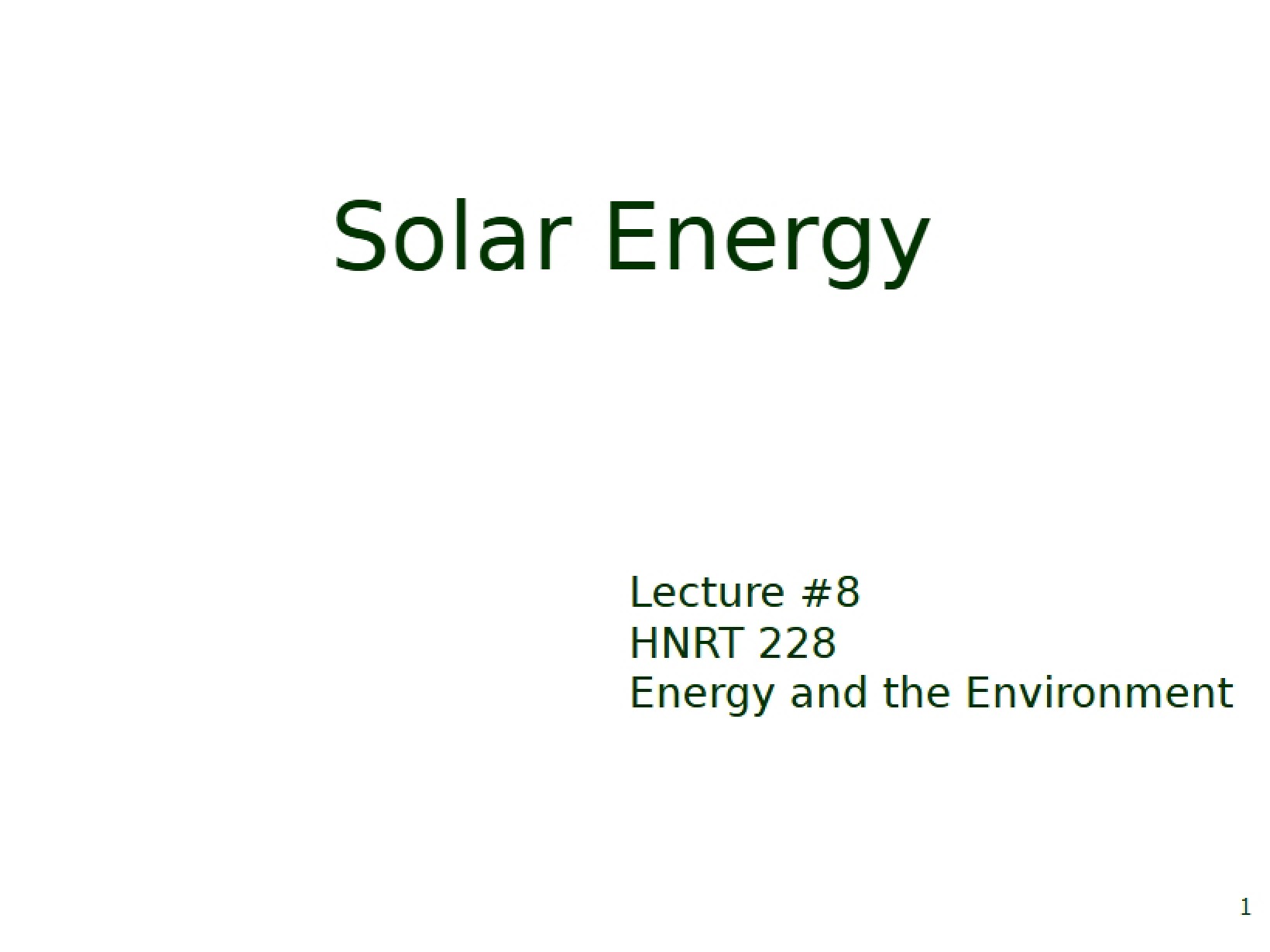 Energy from the Sun