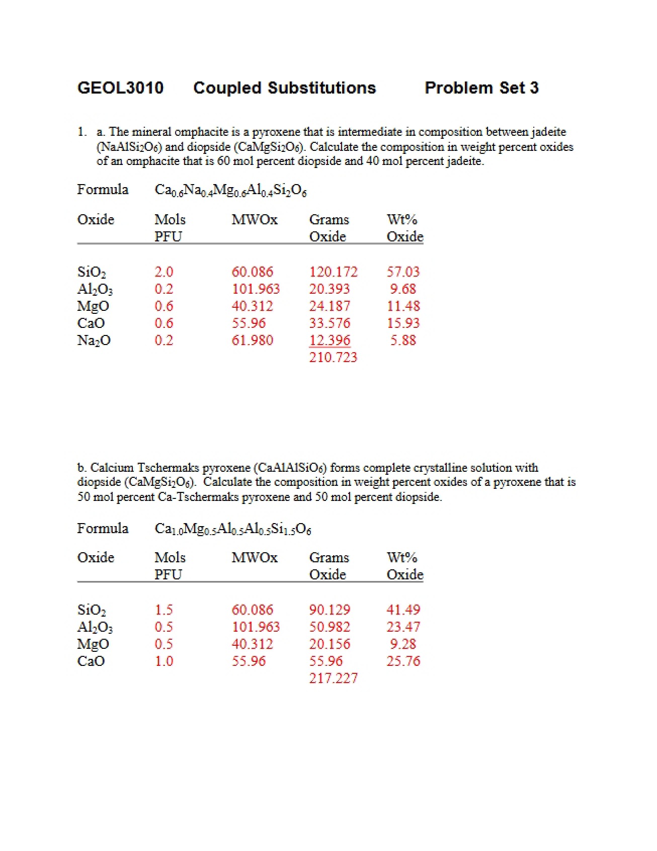 Problem Set Three Coupled Substitutions