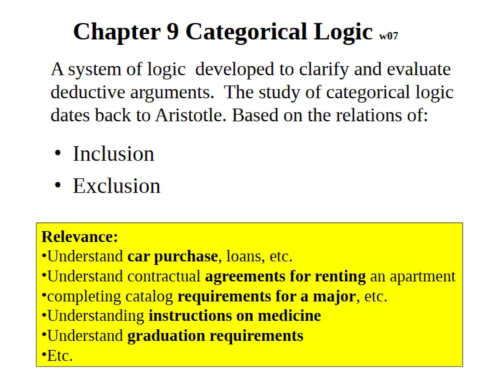 Logic of Categories