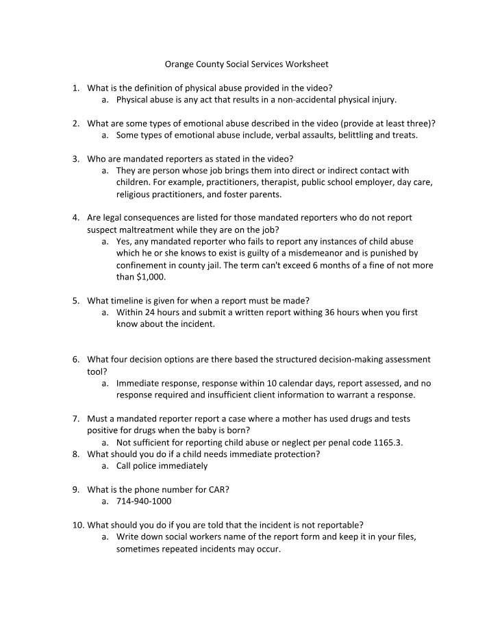 Worksheet - OC Social Services