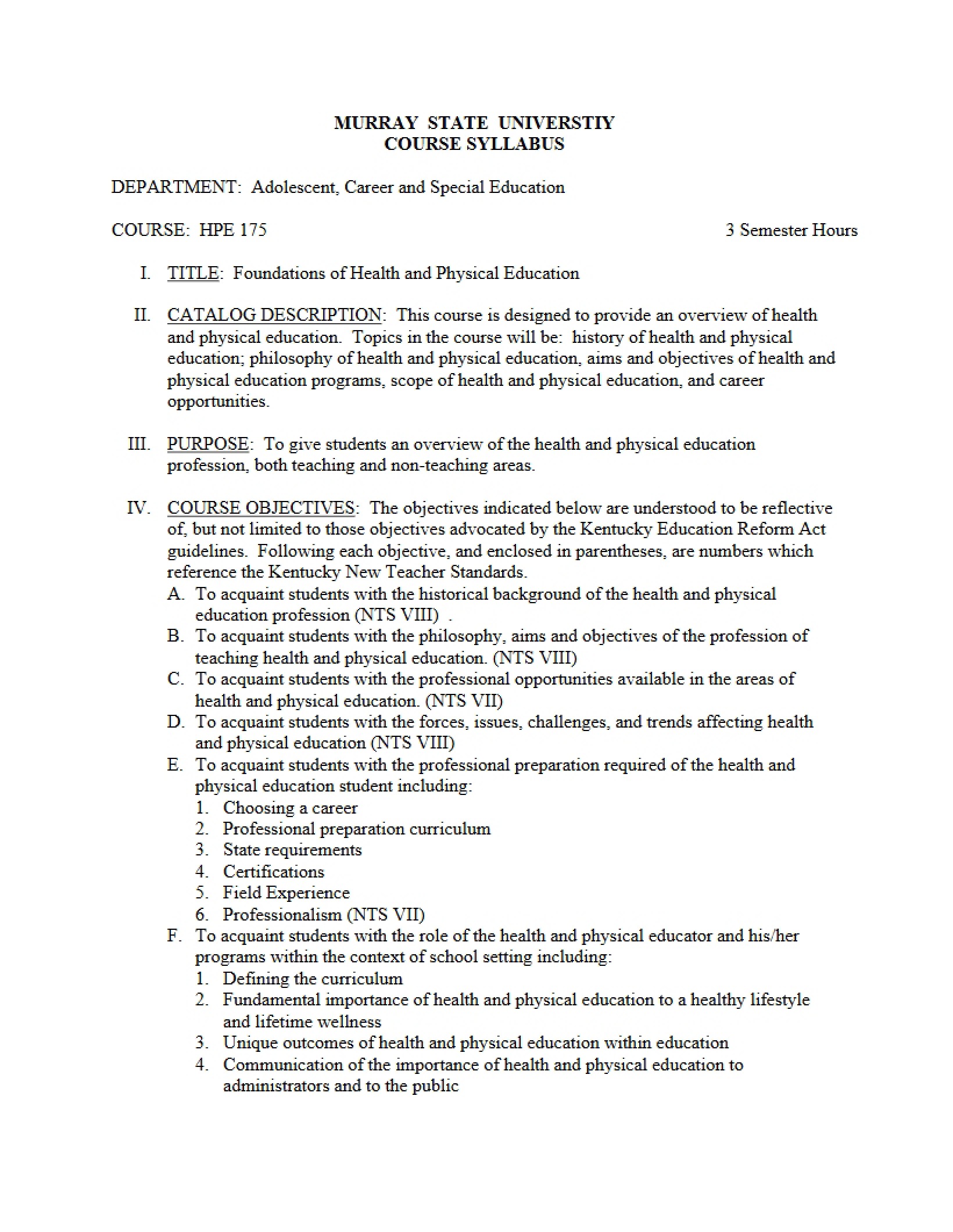 Syllabus - 3 Pages