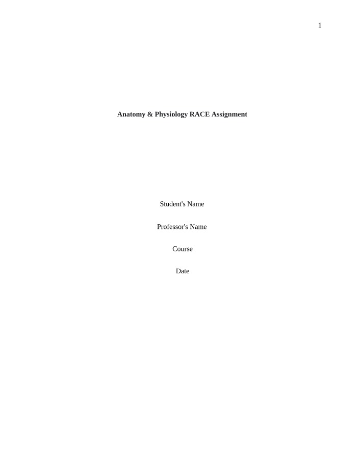 RACE Assignment Key for Anatomy & Physiology