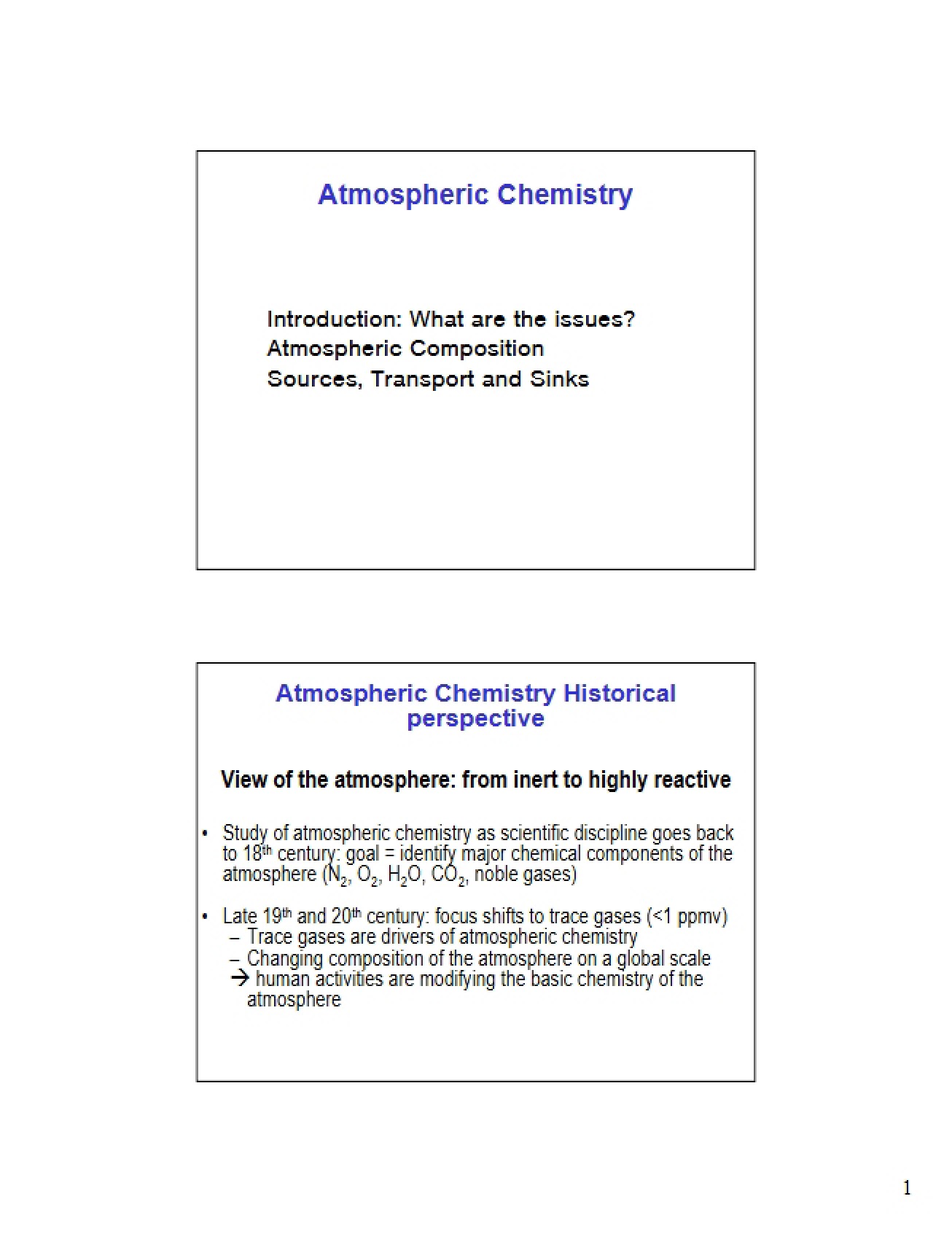 Chemistry of the Atmosphere