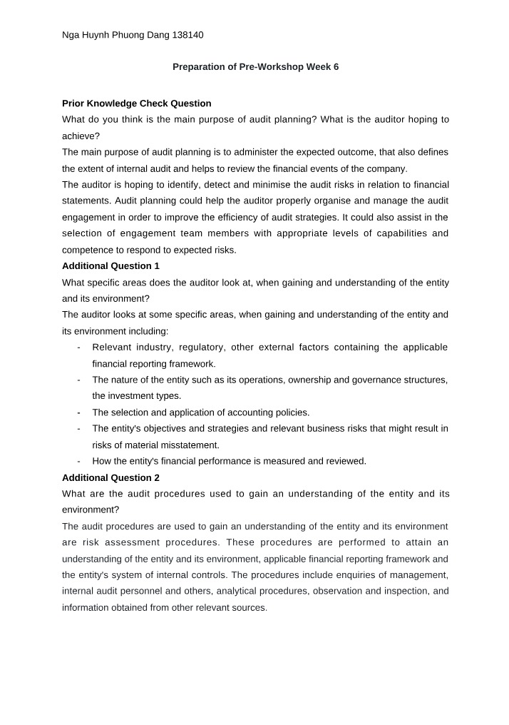Week 6 Question Preparation