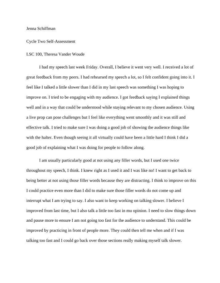 Cycle 2 Self-Assessment
