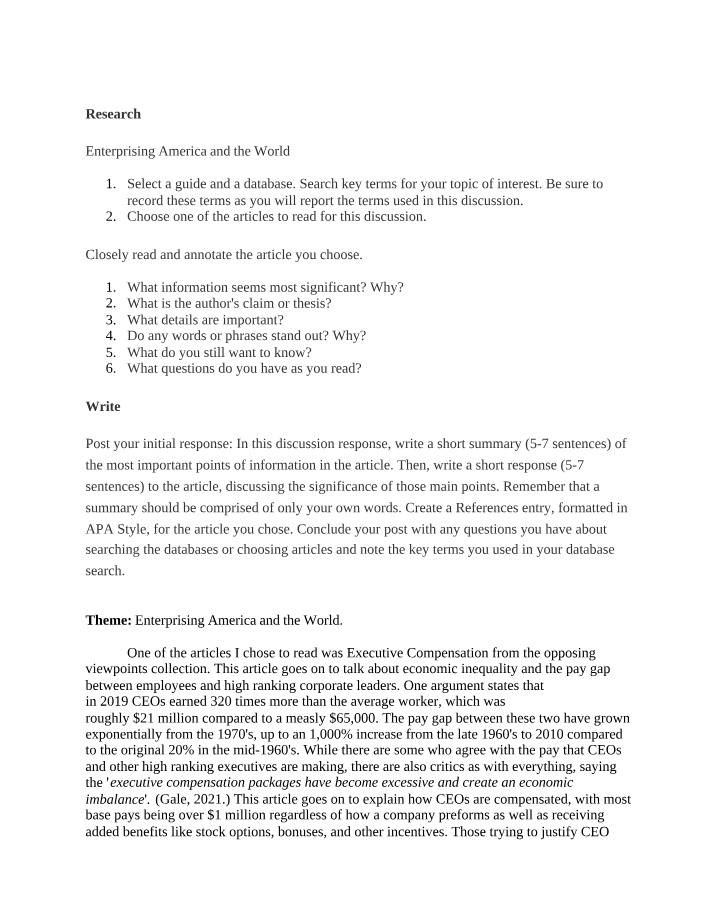 Executive Compensation Research