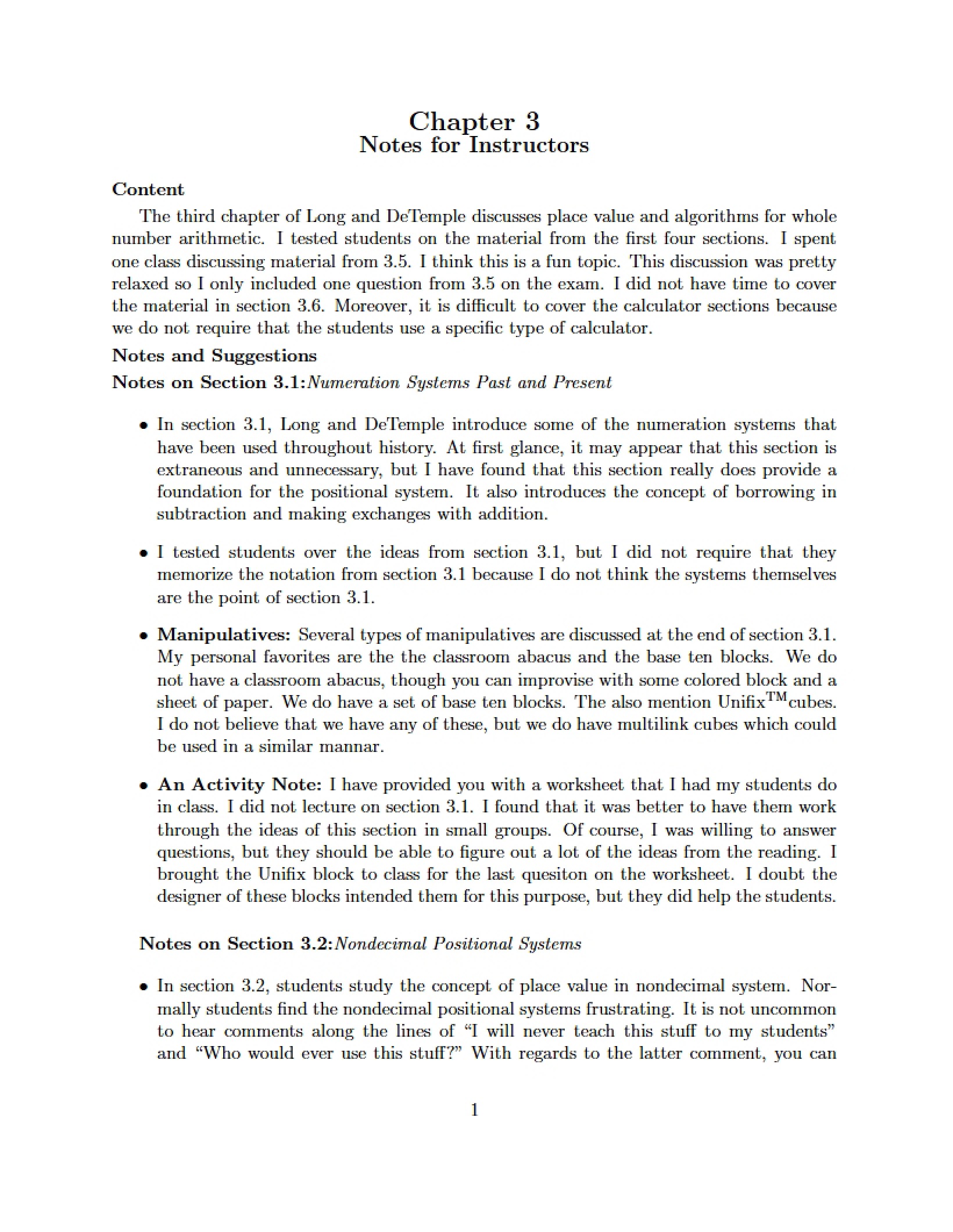 Instructor Notes Chapter 3