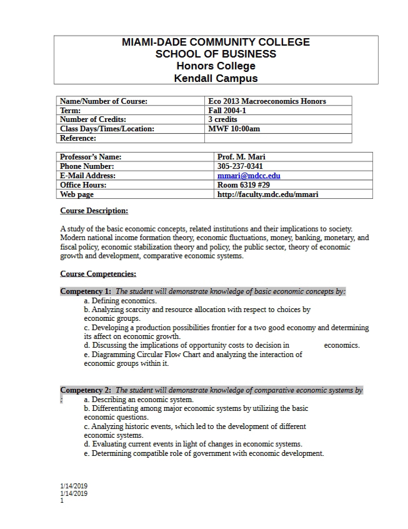 Syllabus for Macroeconomics - ECO 2013