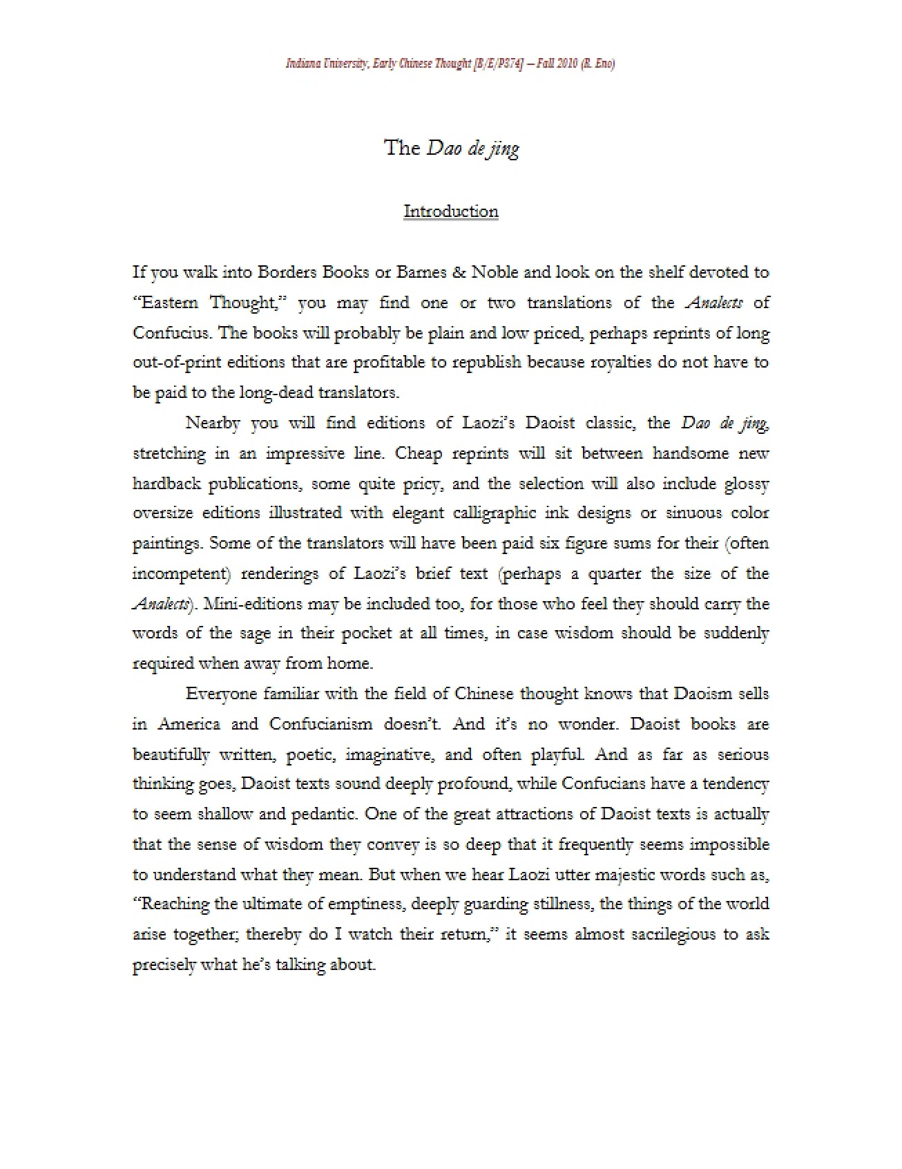 Dao De Jing Overview