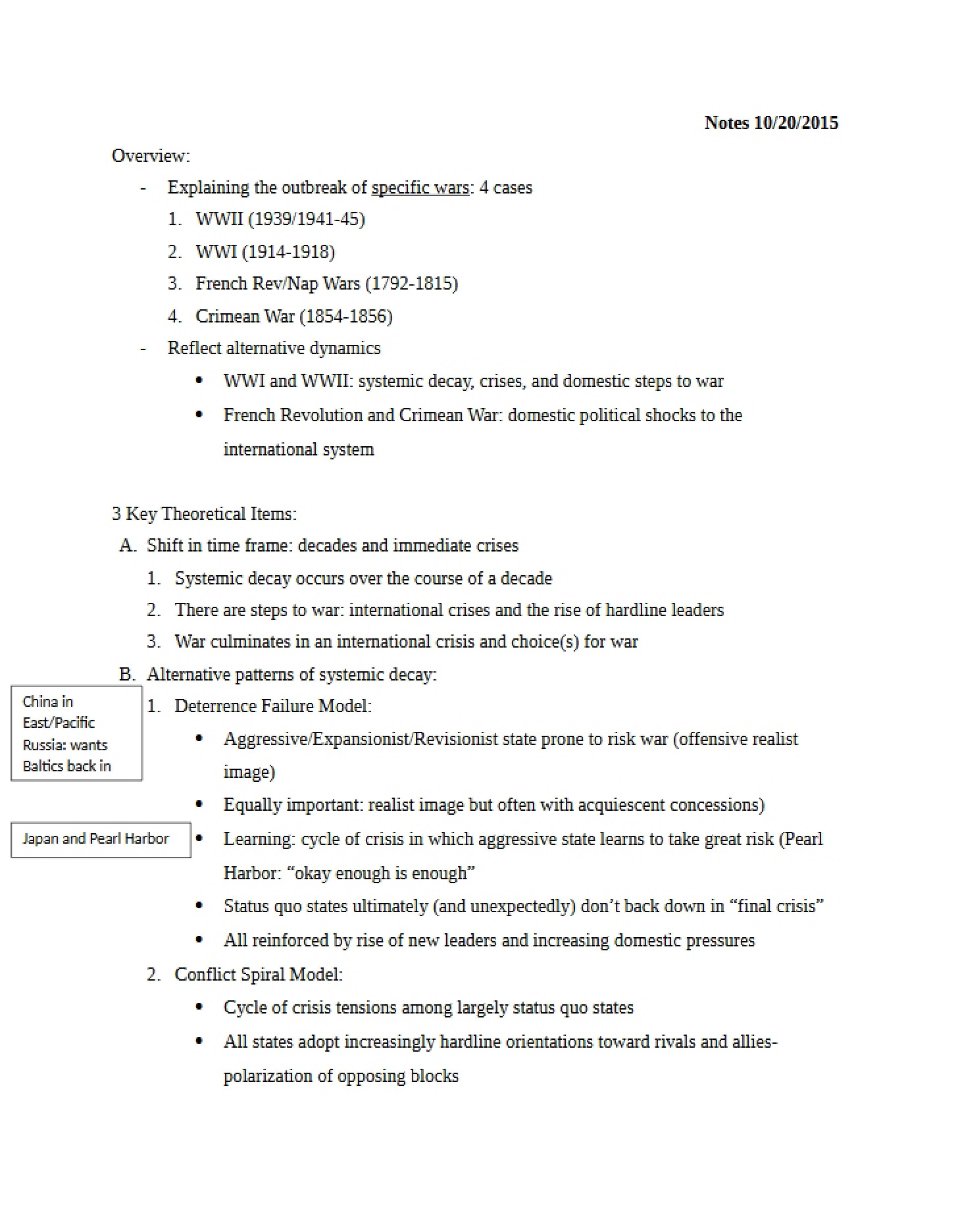Lecture Notes Oct 20, 2015