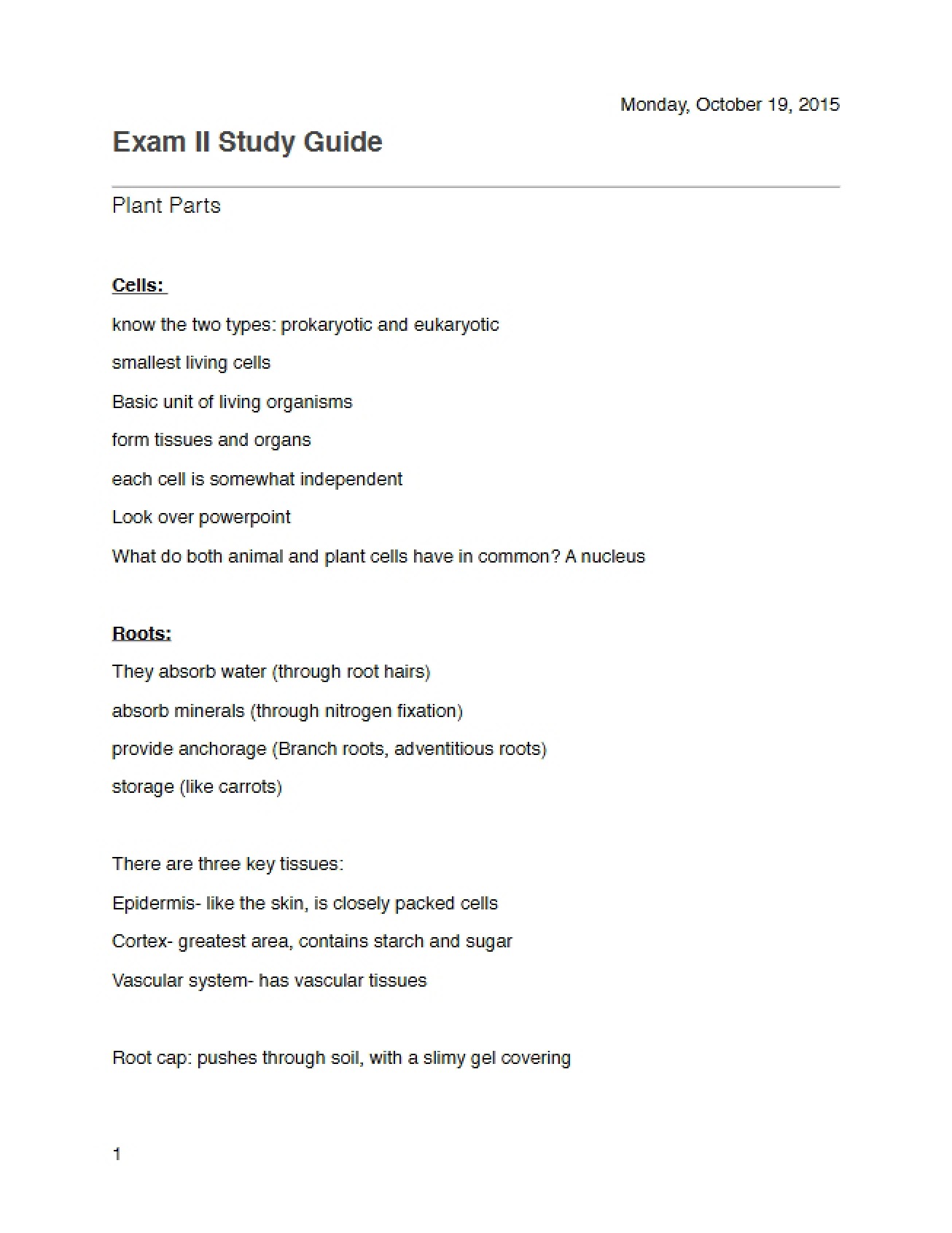 Study Guide for Second Exam