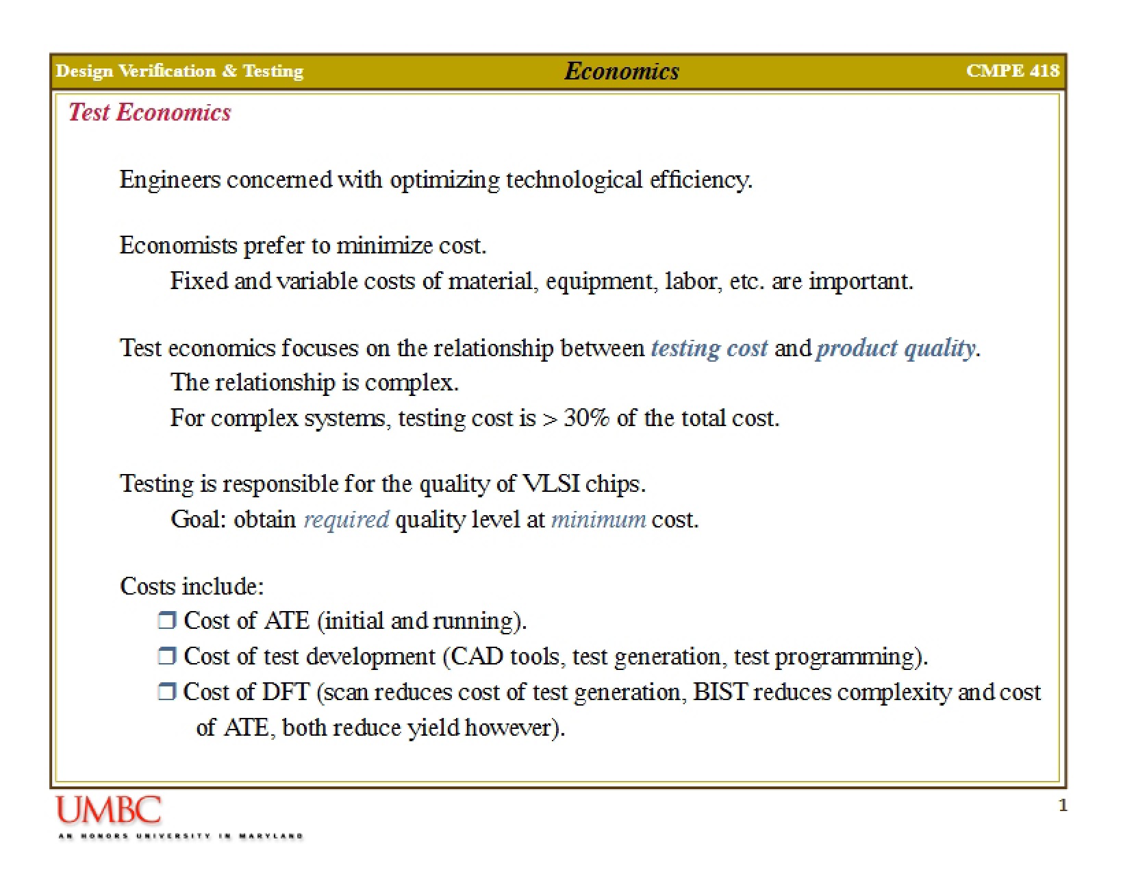 Economics of Testing