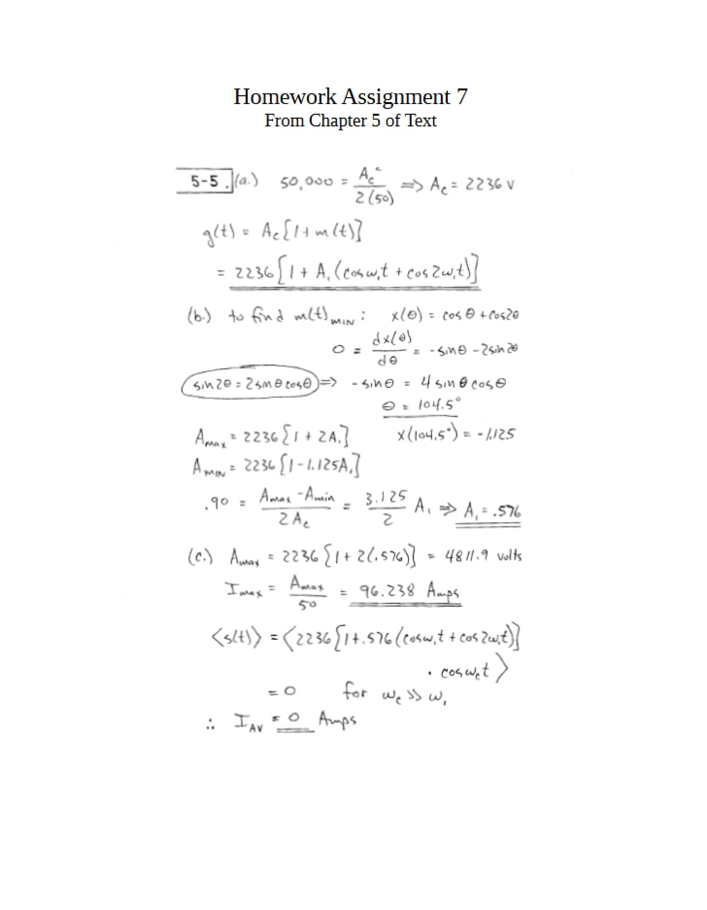 Seventh Homework Solutions