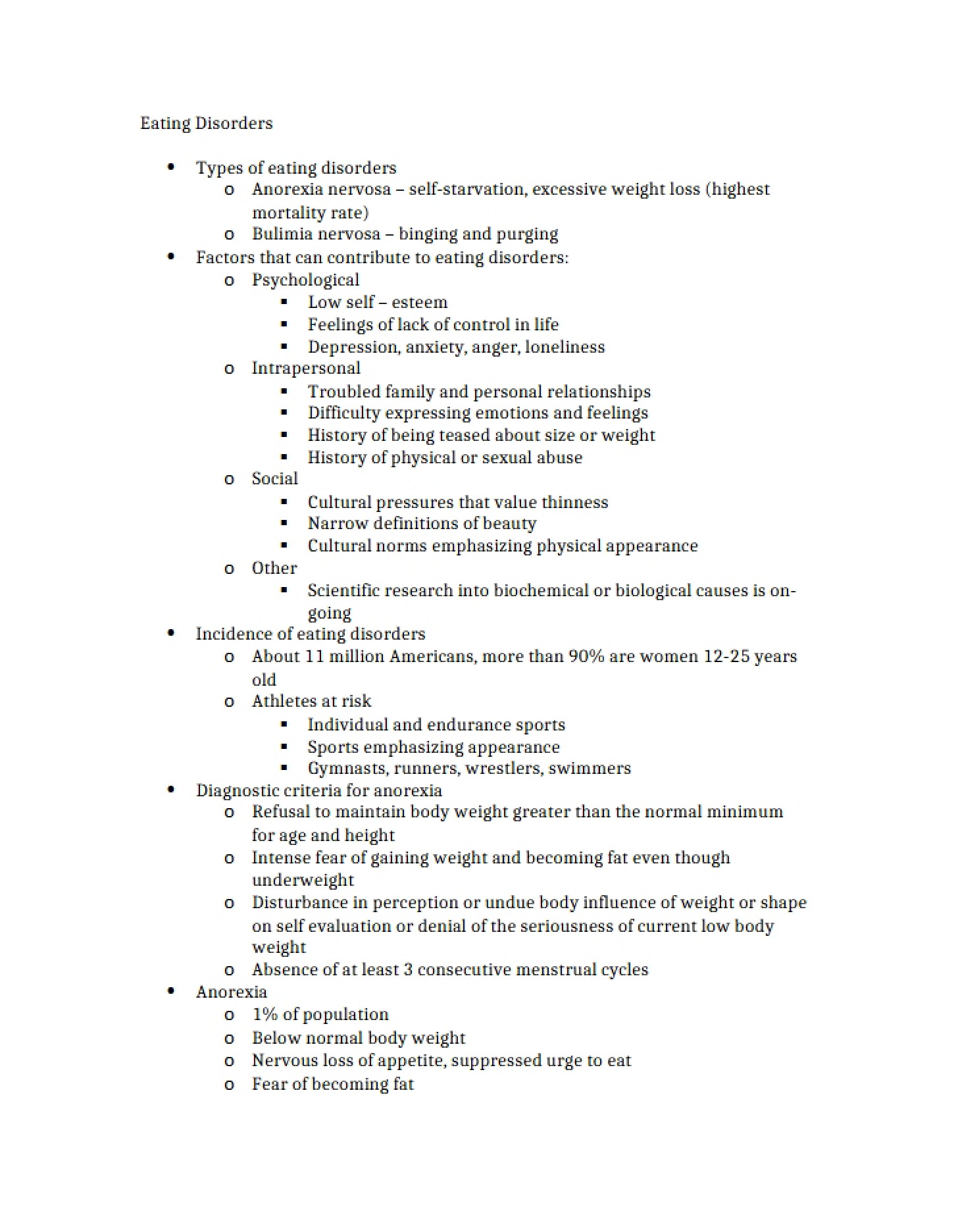 Disorders of Eating