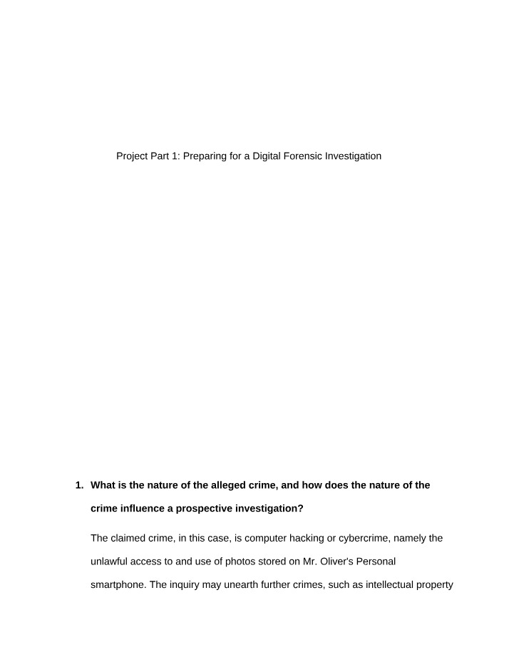 Scope for Preparing for a Digital Forensic Investigation
