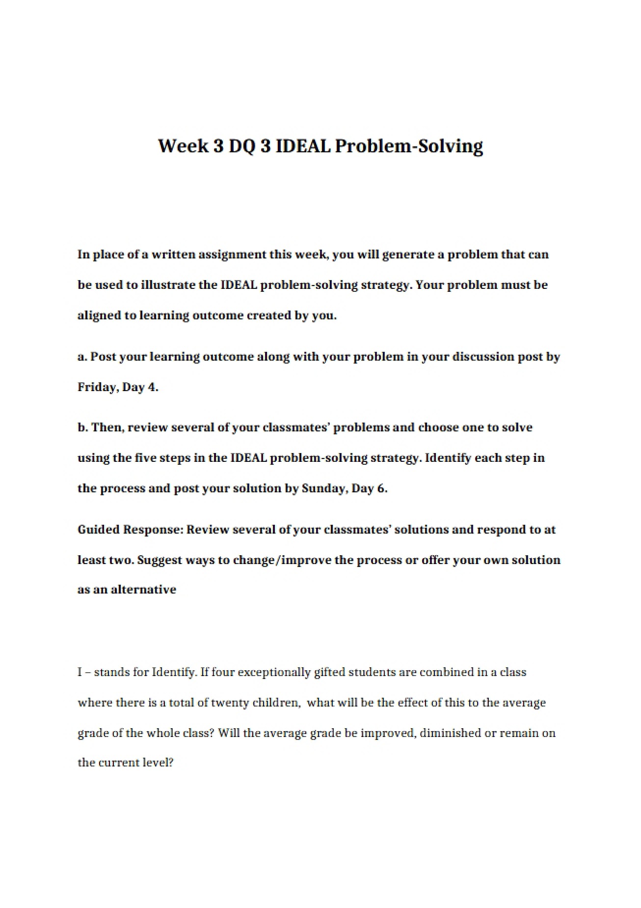 Problem Solving using IDEAL