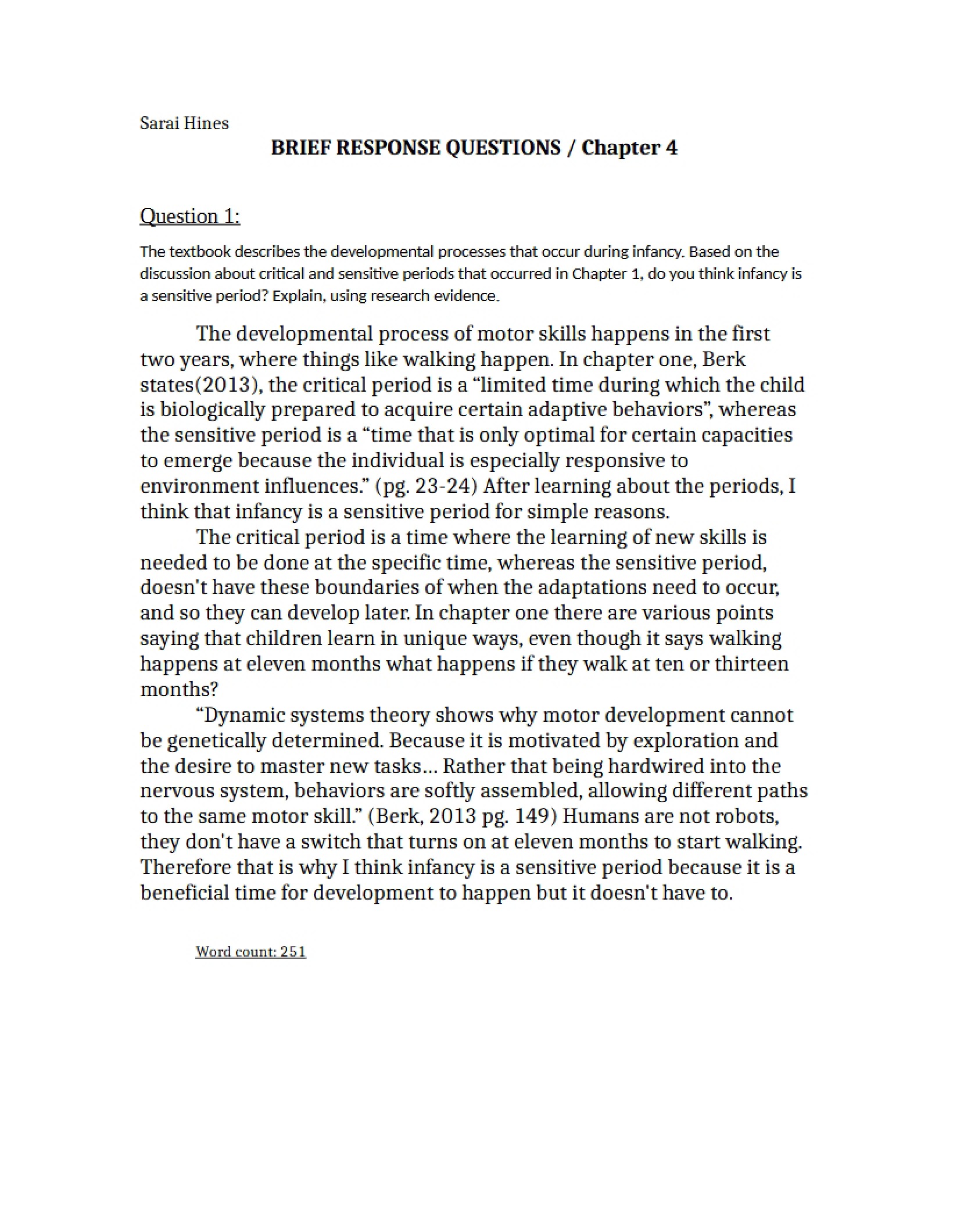 Response Questions Chapter Four