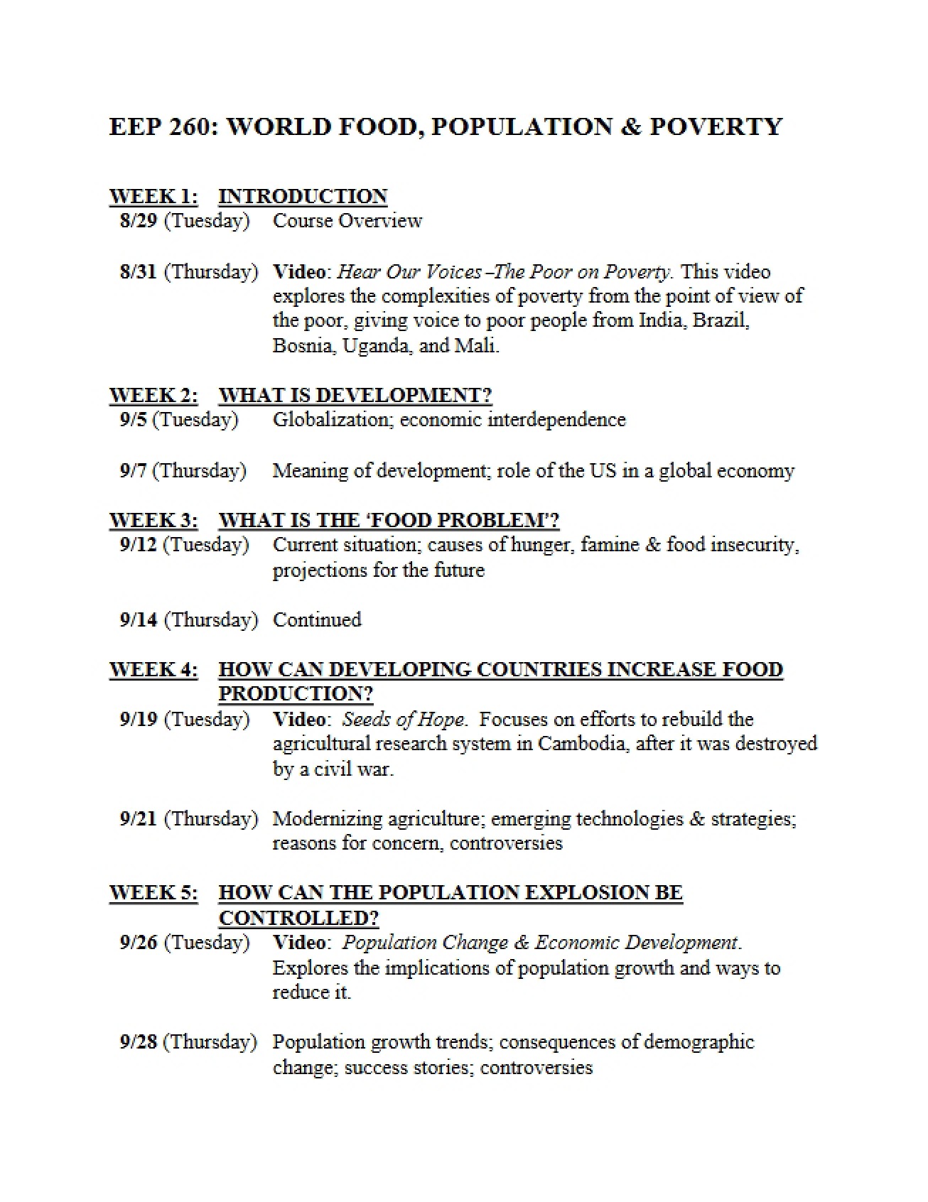 Outline of Topics