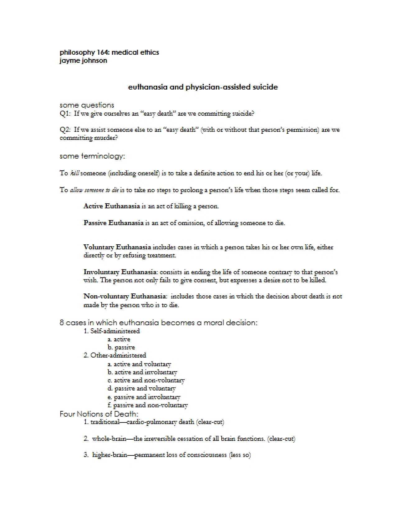 Physician-Assisted Suicide and Euthanasia