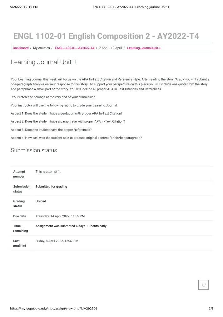 Unit 1 Learning Journal