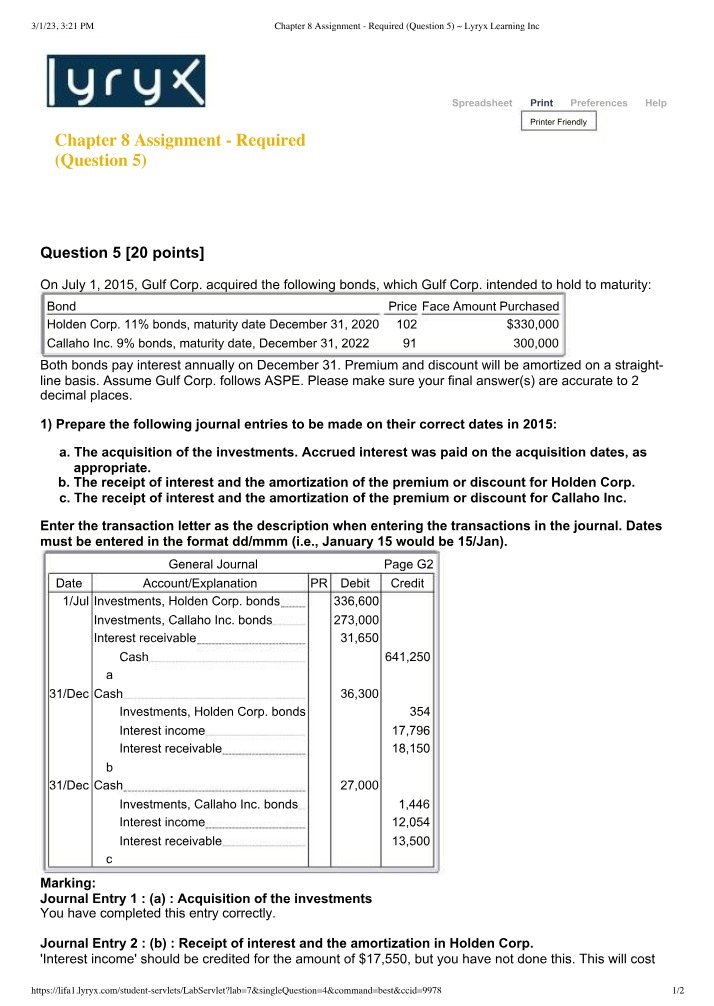 Bond Acquisition - Journal Entries and Income Statement