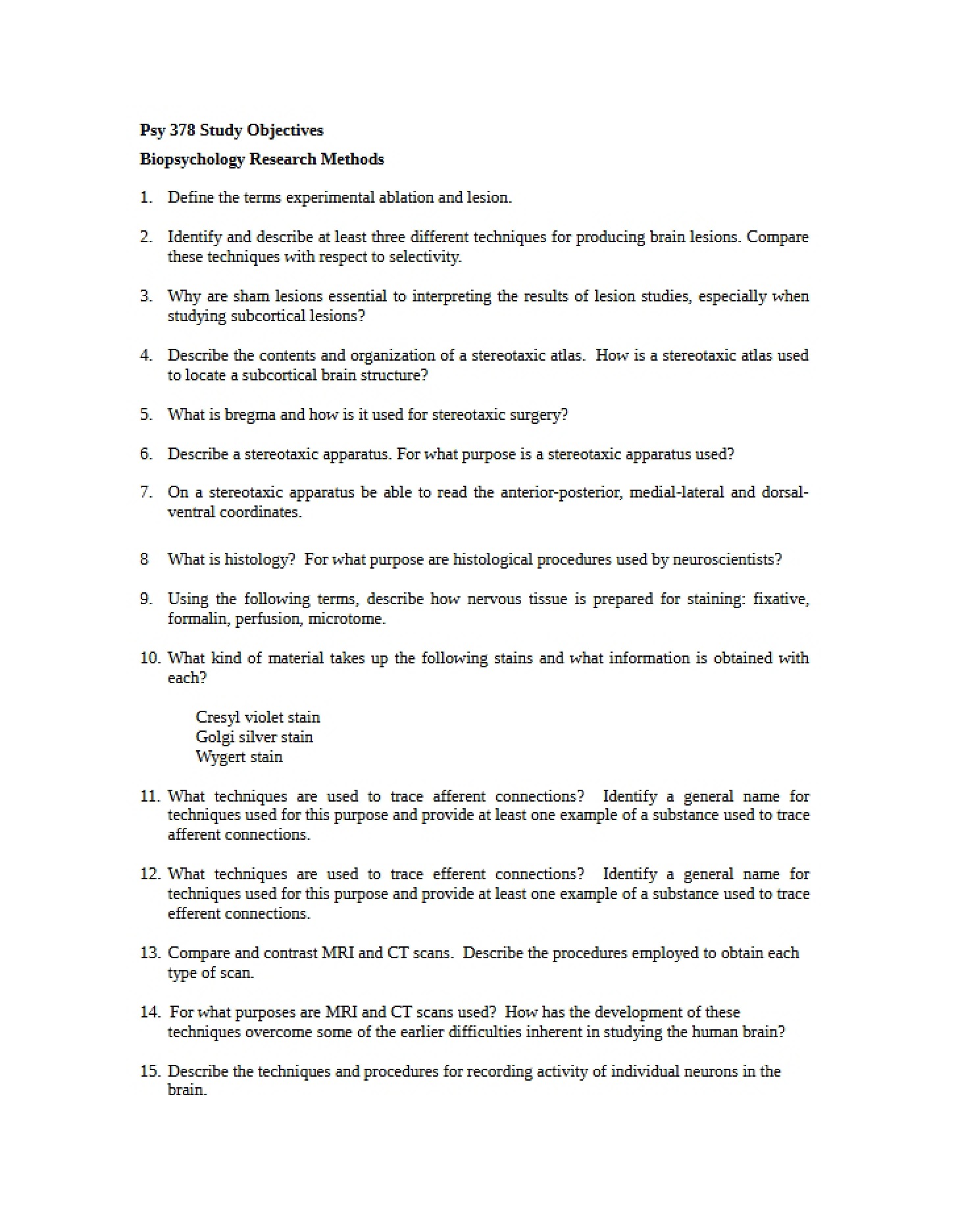 Methods of Research in Biopsychology