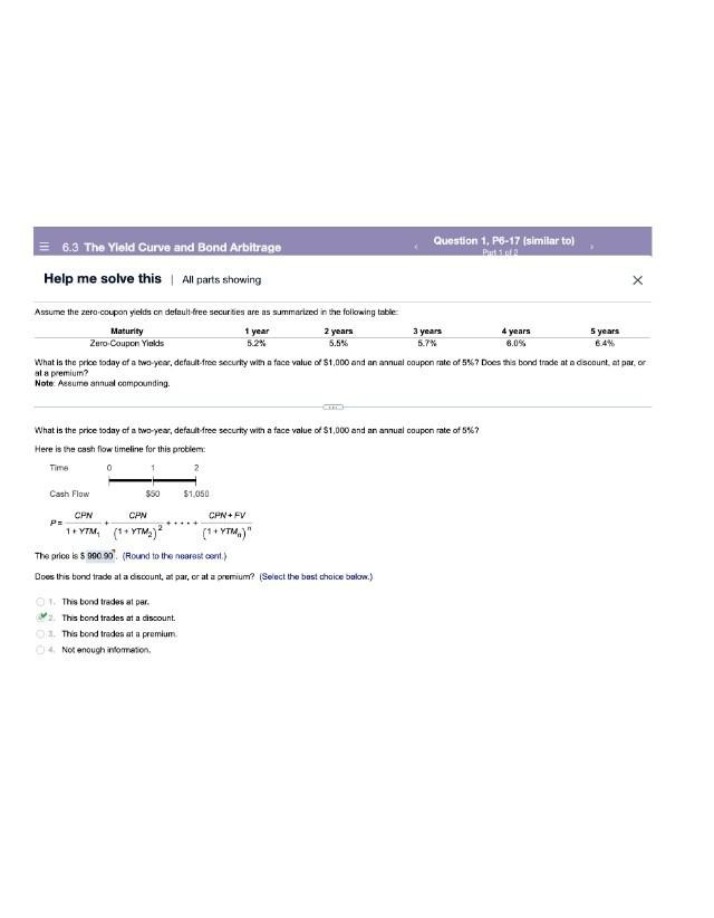 Yield Curve and Bond Arbitrage - Price Calculation