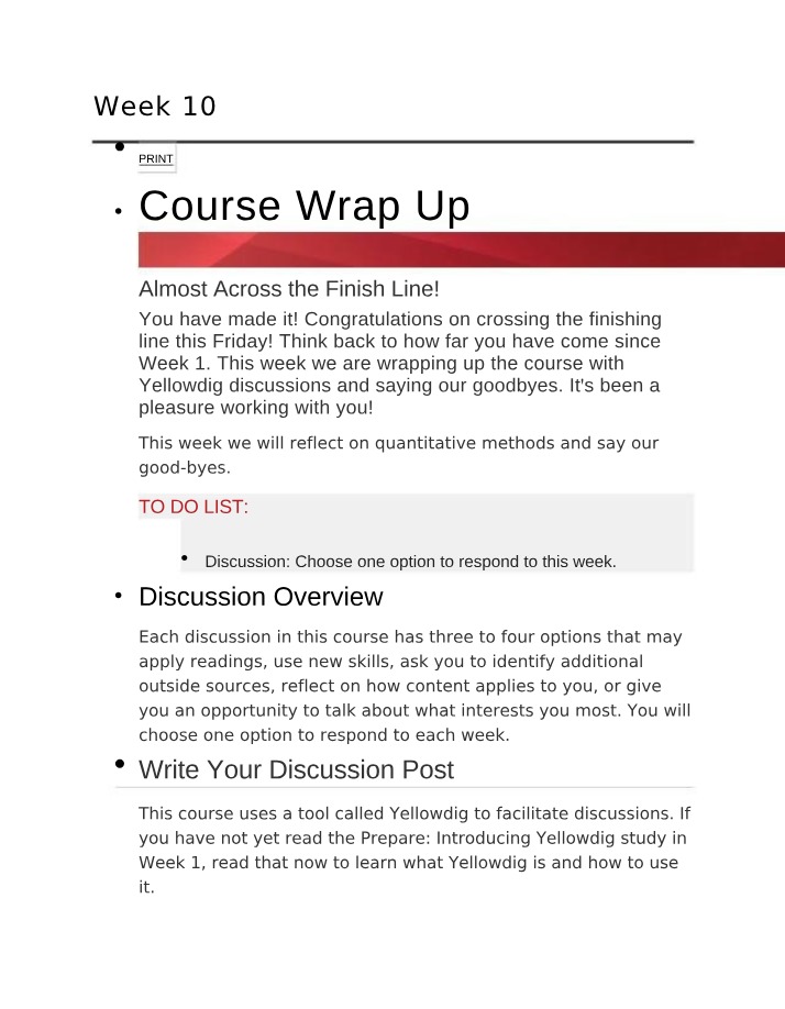 Week 10 Discussion Post Guidelines and Course Wrap-Up