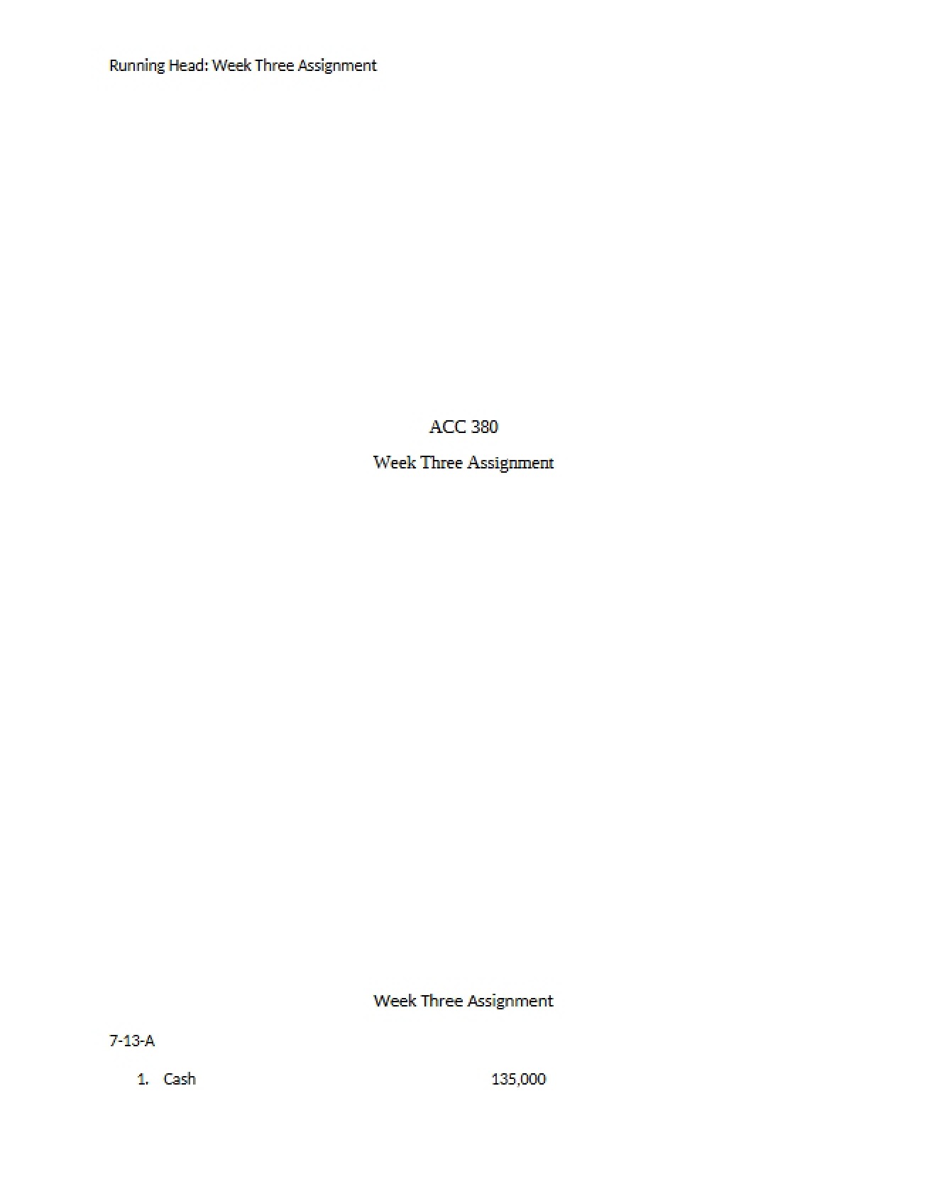 Assignment for Week Three