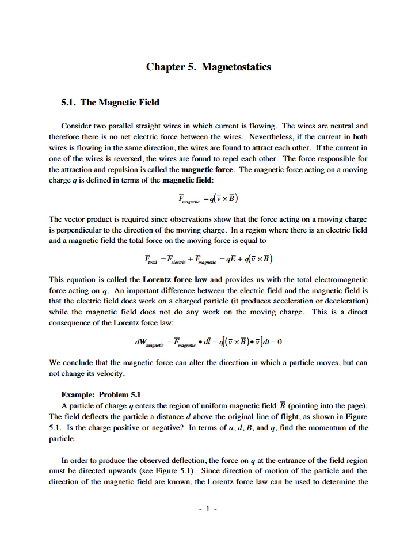 Magnetostatics Notes (Chapter 5)