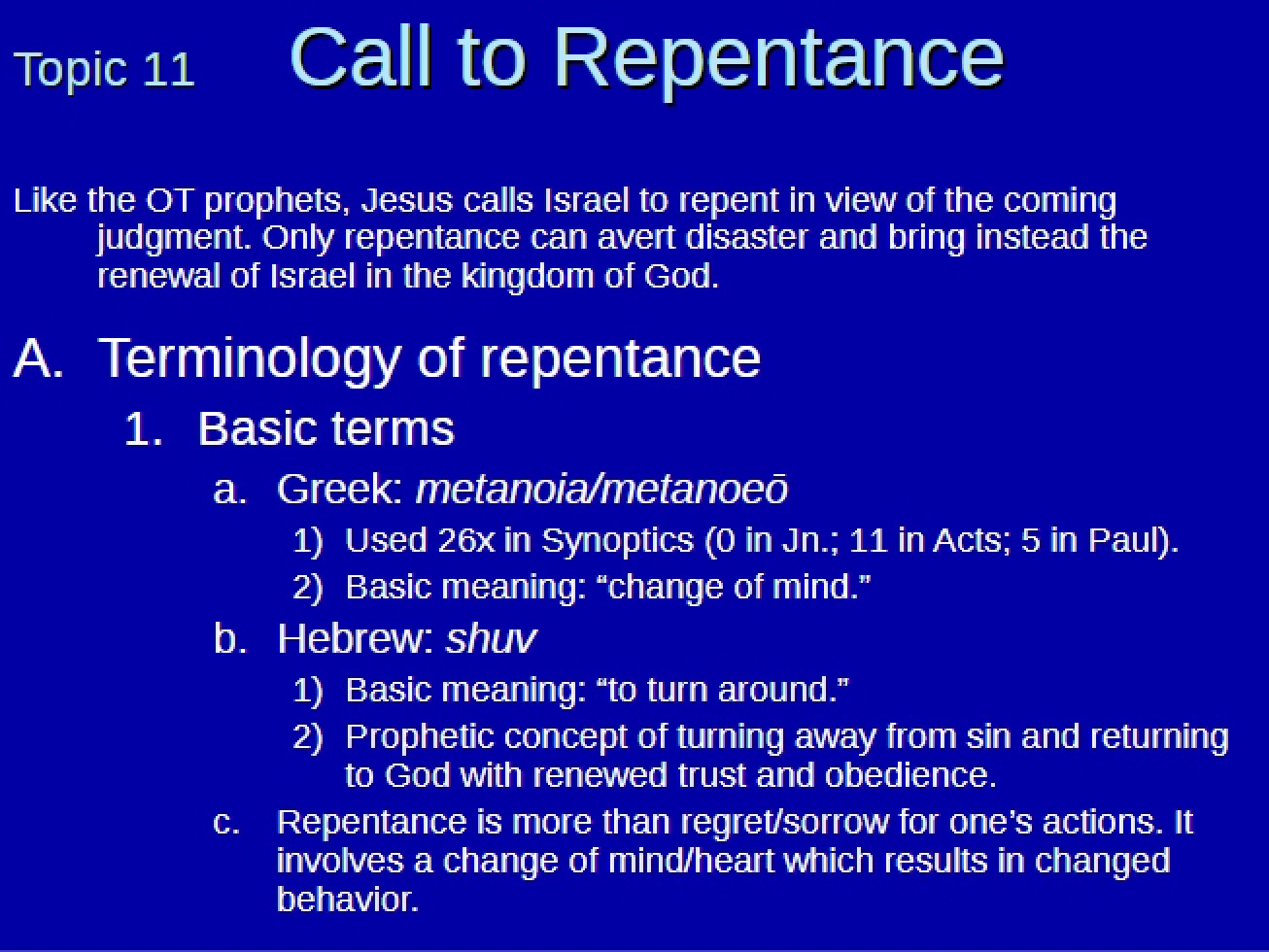 Repentance Call (Topic 11)