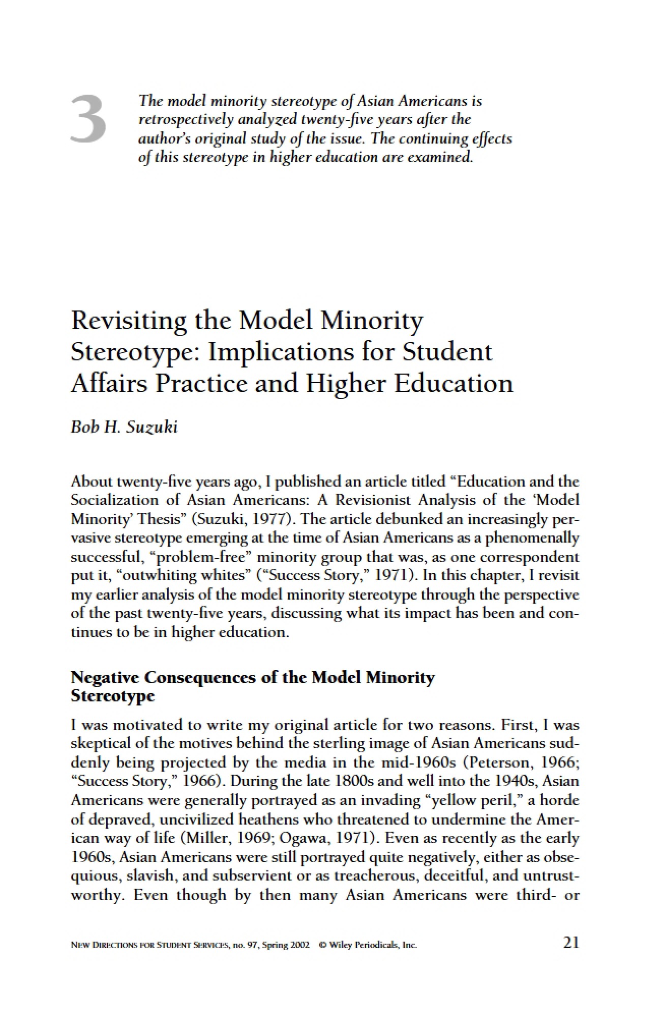 Model Minority Stereotype Revisited