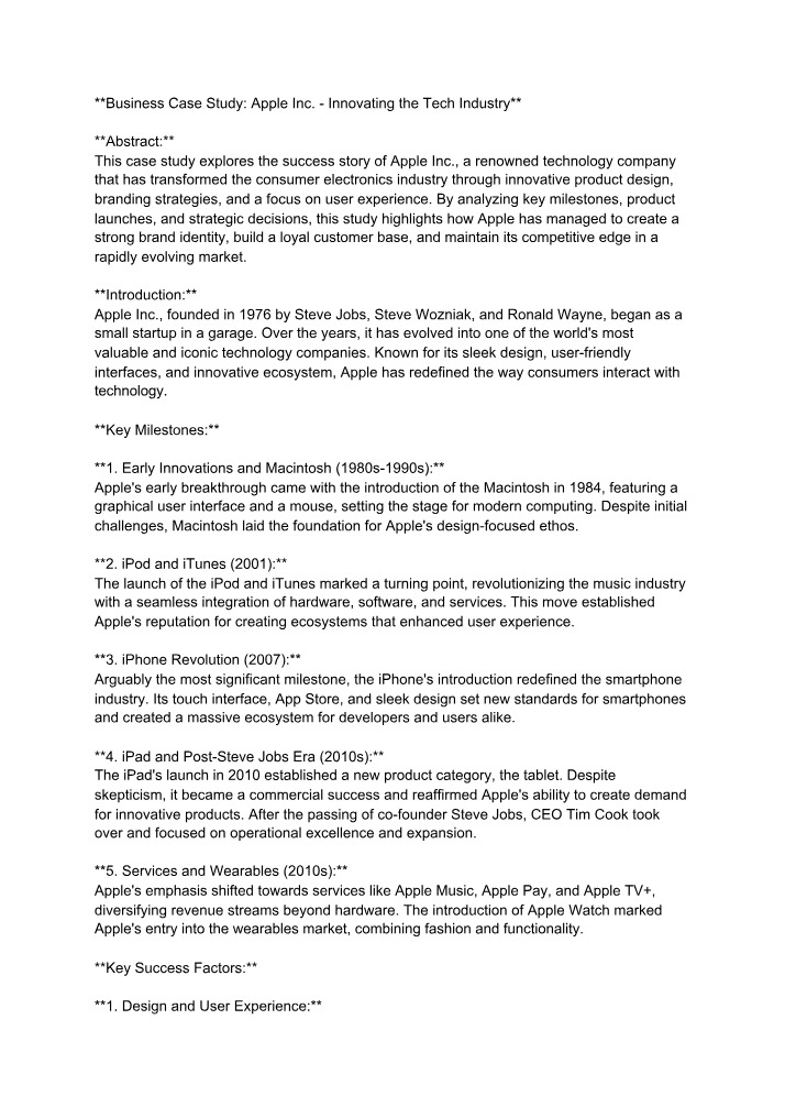 Apple Inc Case Study - Part 2