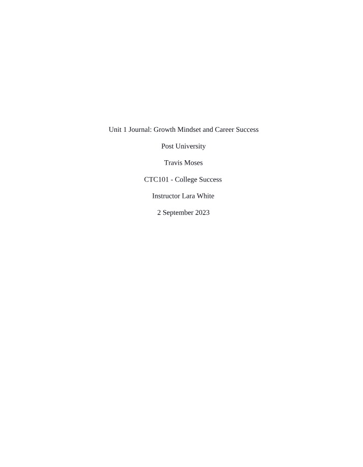 Travis Moses - Unit 1 Journal