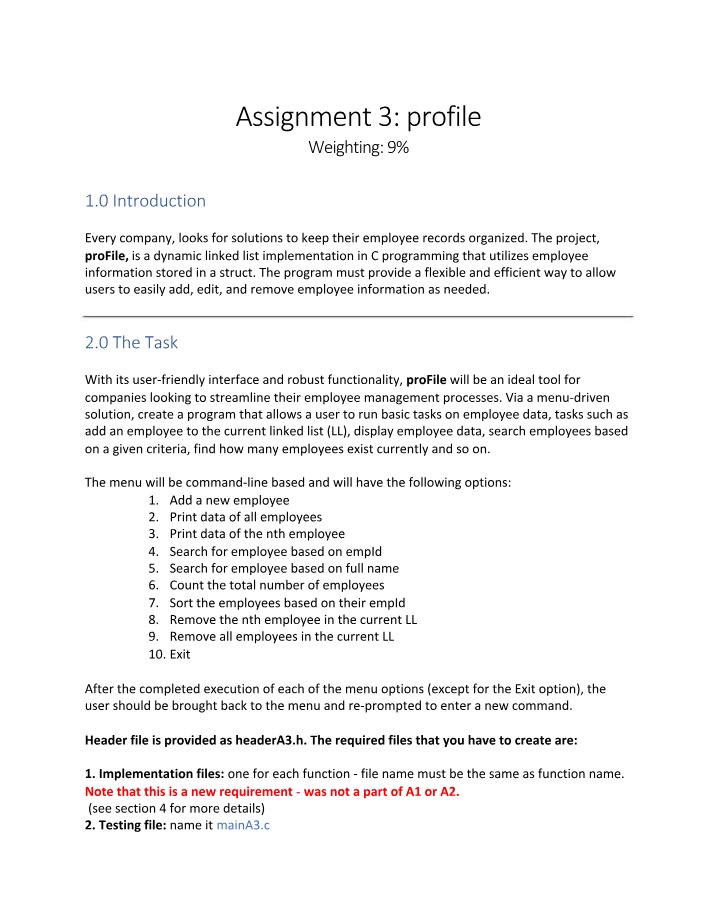 Data Structures Assignment 3 - Profile