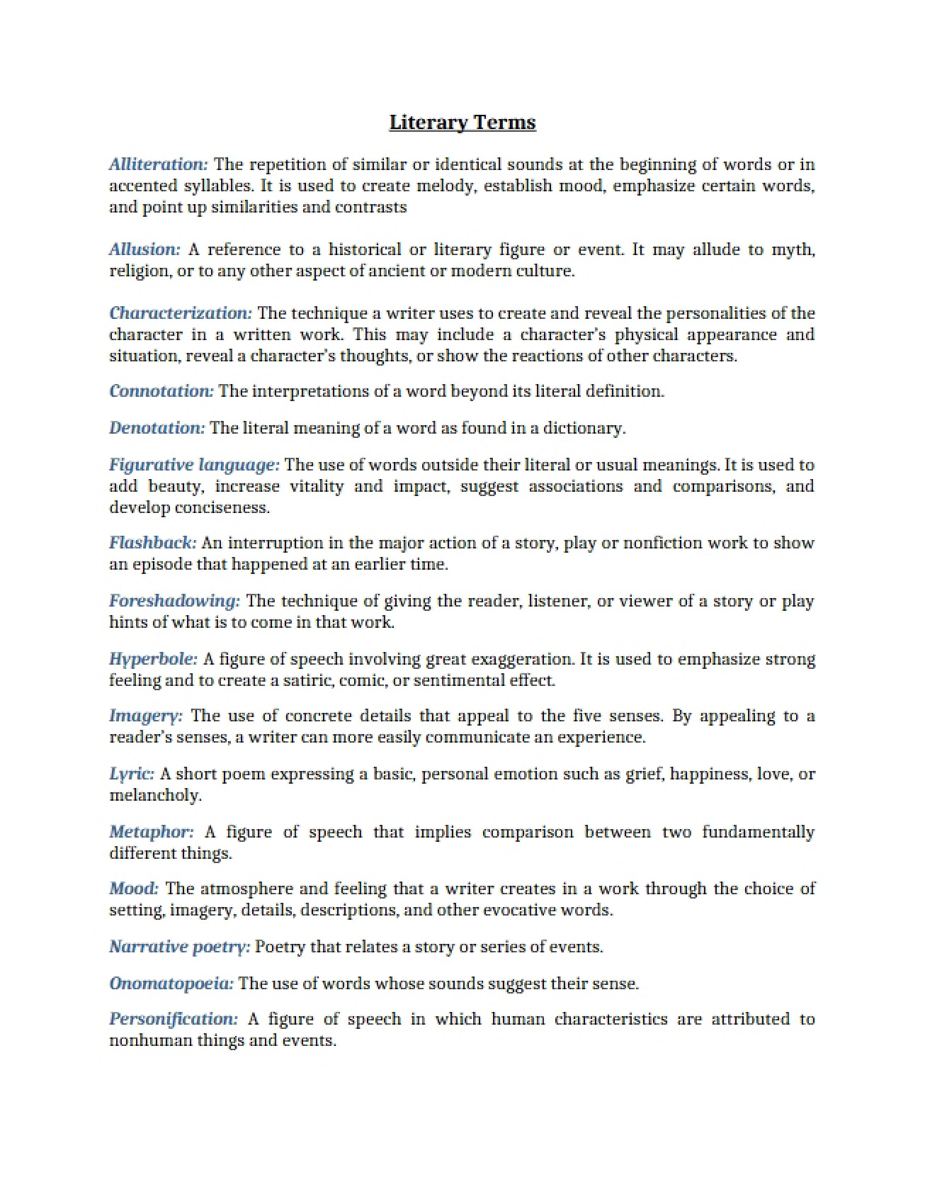 Literary Studies Terminology Guide