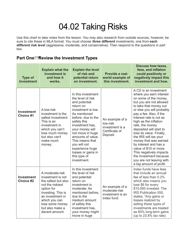 Investment Risks Explained - Low, Moderate, and High