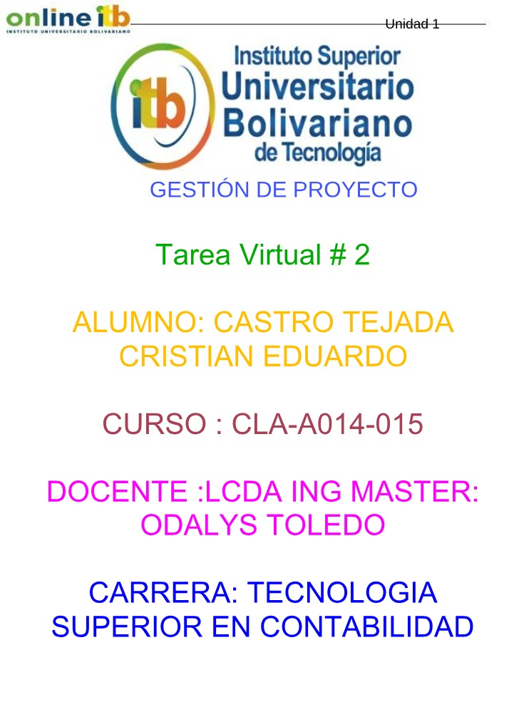 Tarea Virtual 2 de Gestión de Proyectos - Cristian Castro Tejada
