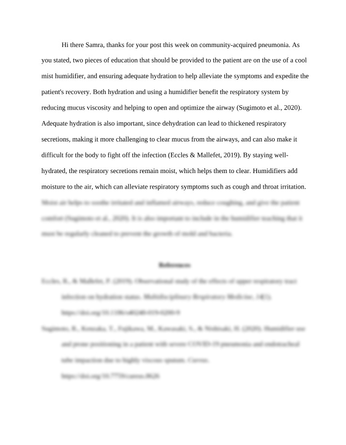 Managing Community-Acquired Pneumonia - Benefits of Hydration