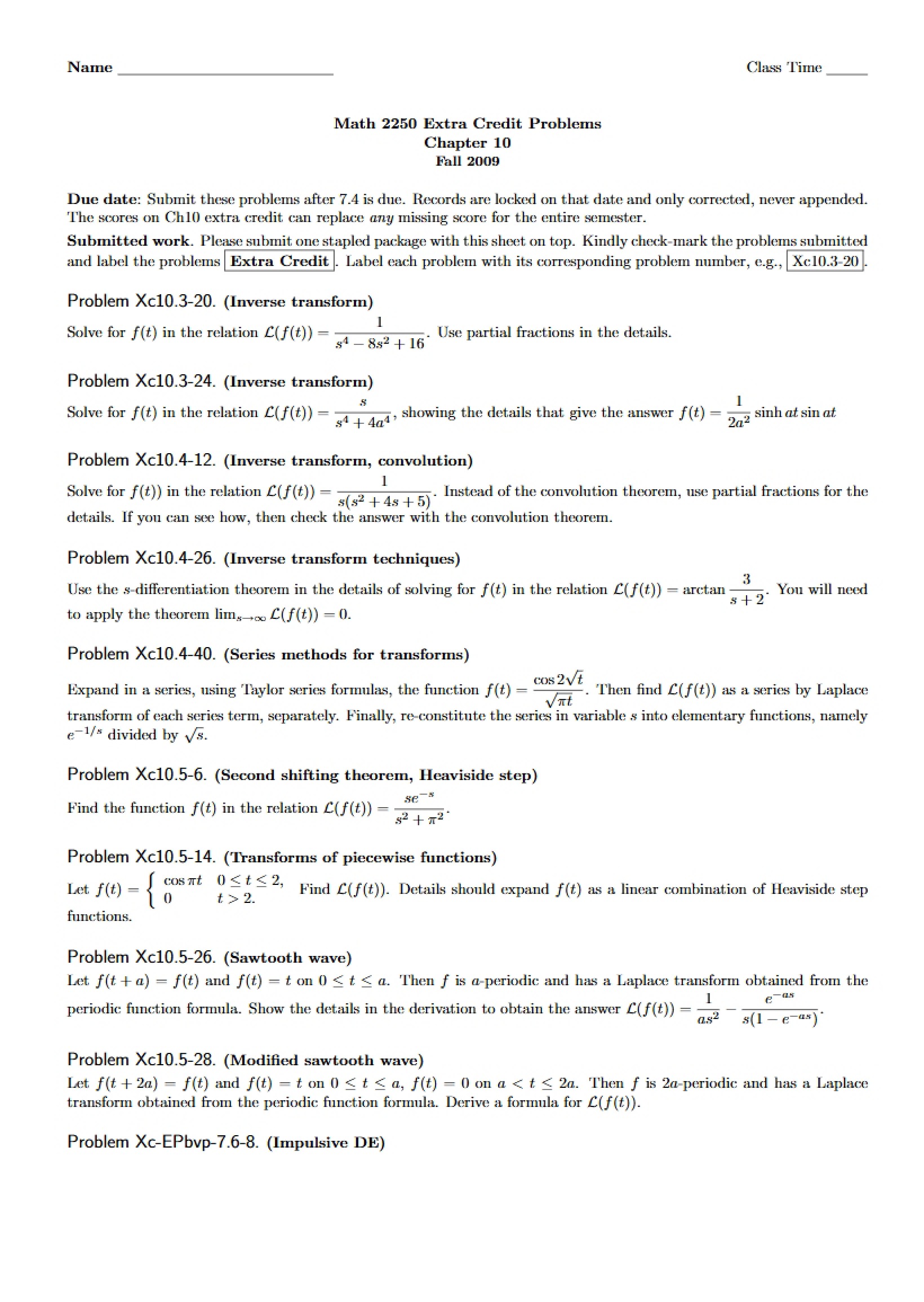 Supplementary Credit Problems