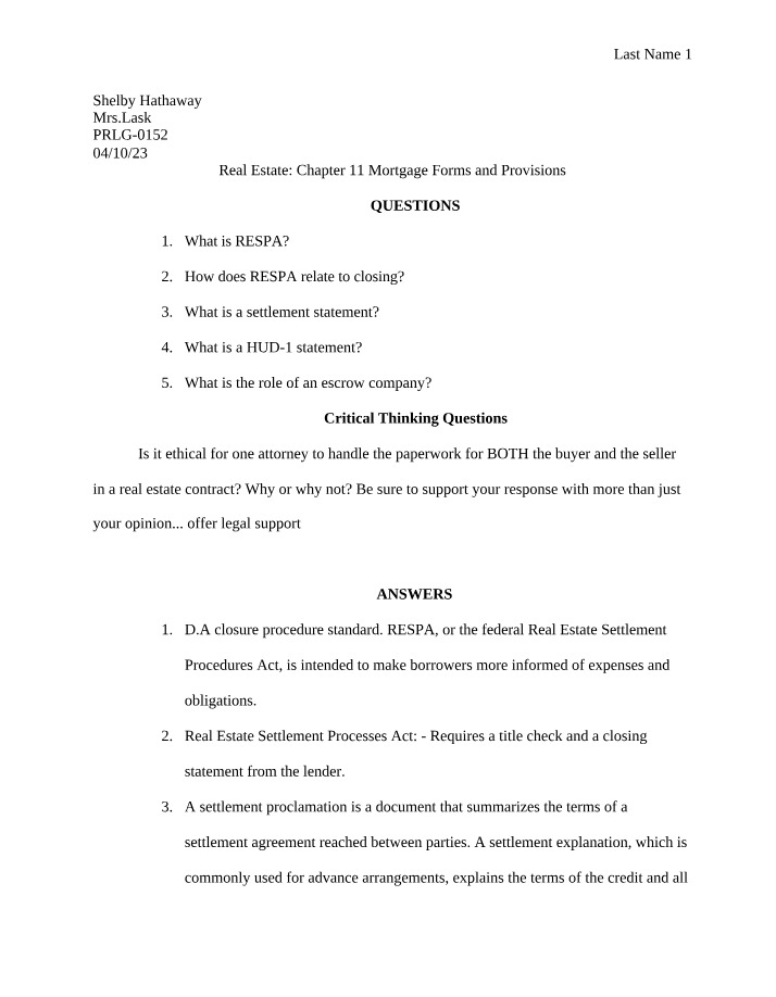 Chapter 11 Real Estate Law