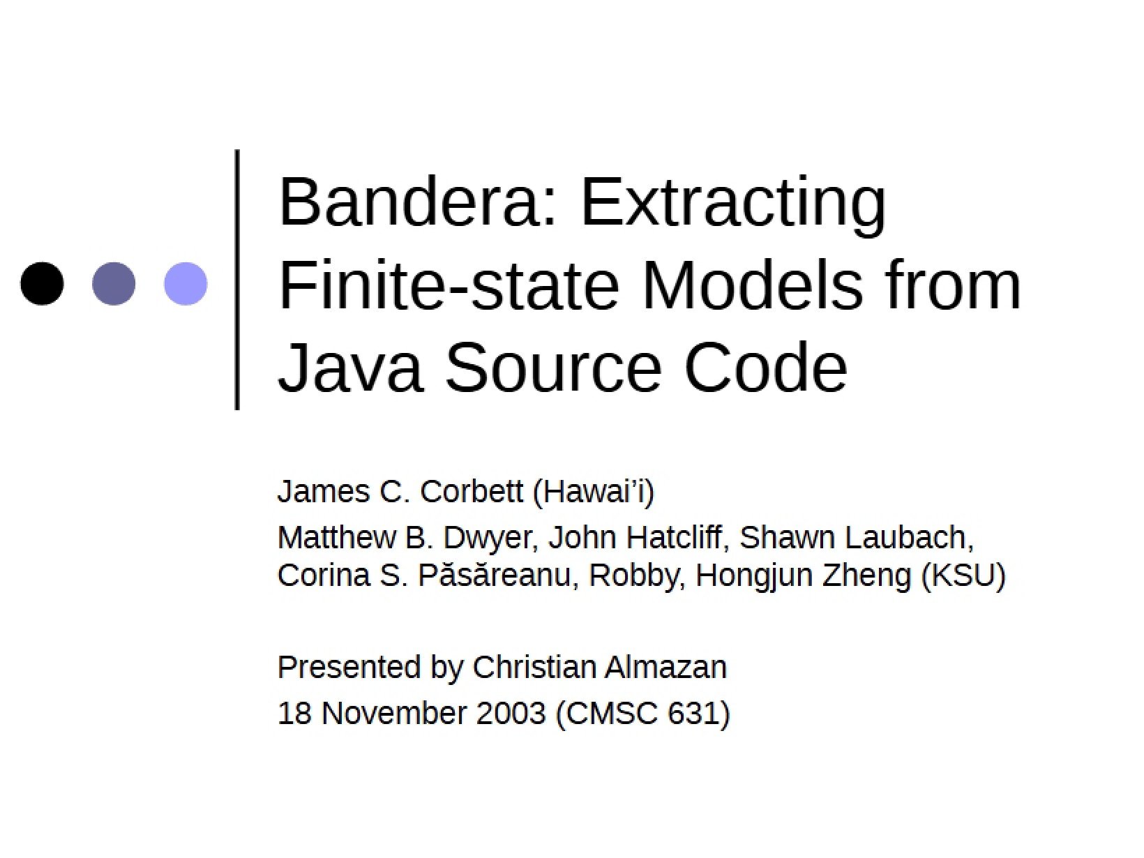 Bandera Java to Finite-State Models