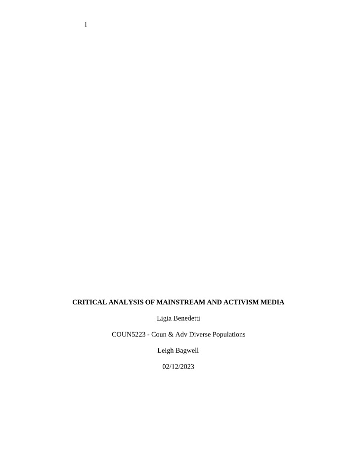Mainstream and Activism Media Analysis