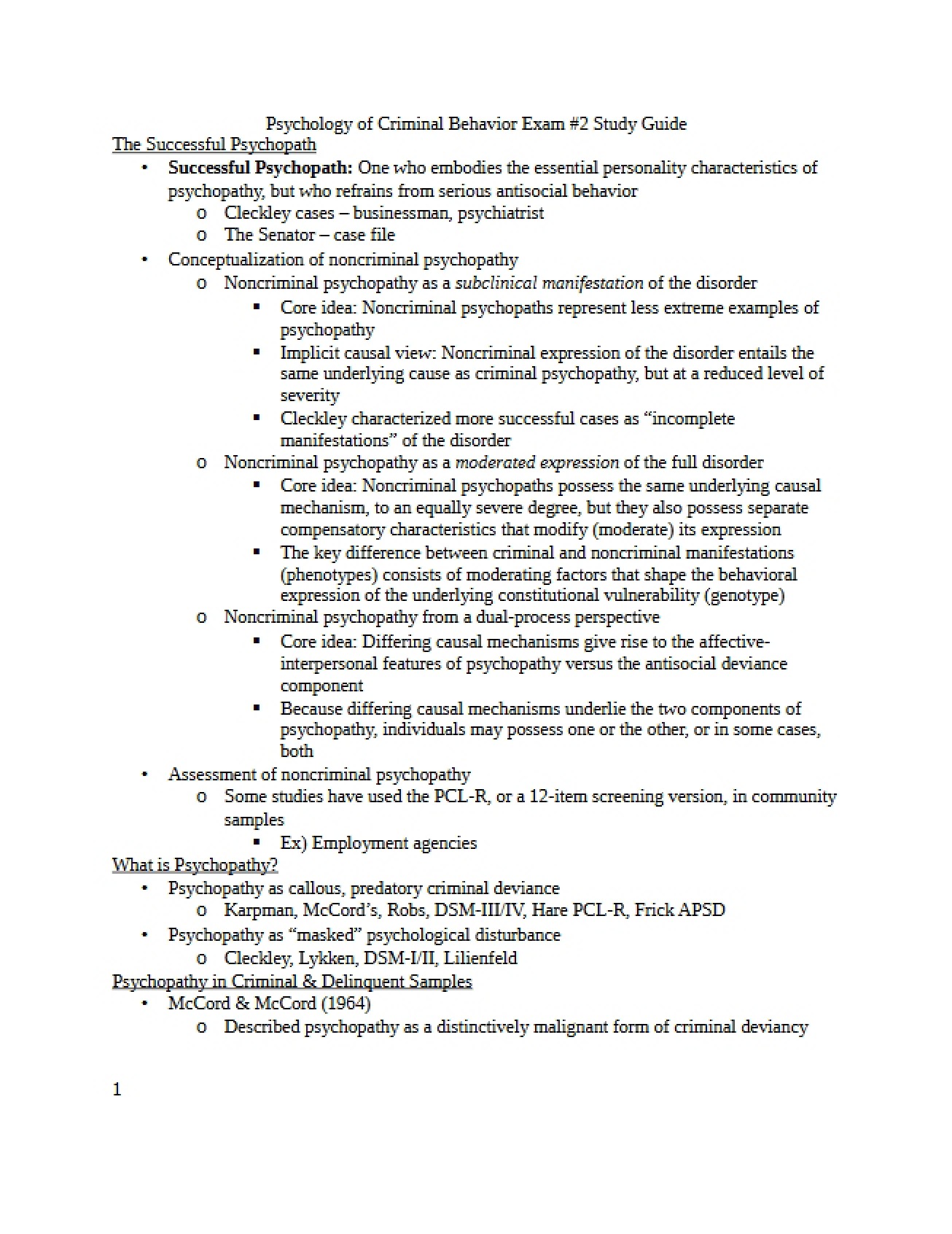 Psychology of Criminal Behavior Part 2