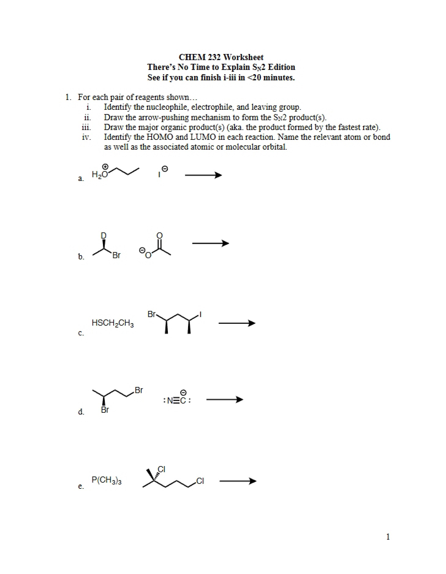 SN2 (Quick Review) Worksheet 13