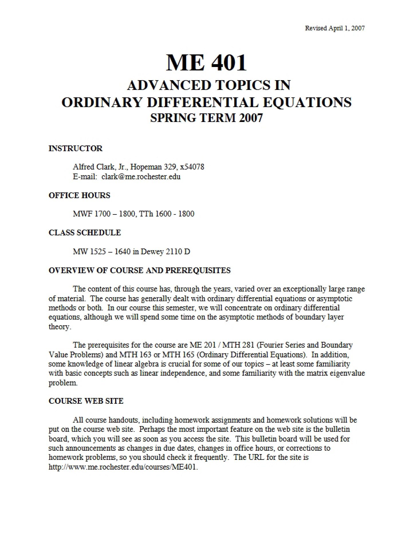 ODE Advanced Topics Syllabus