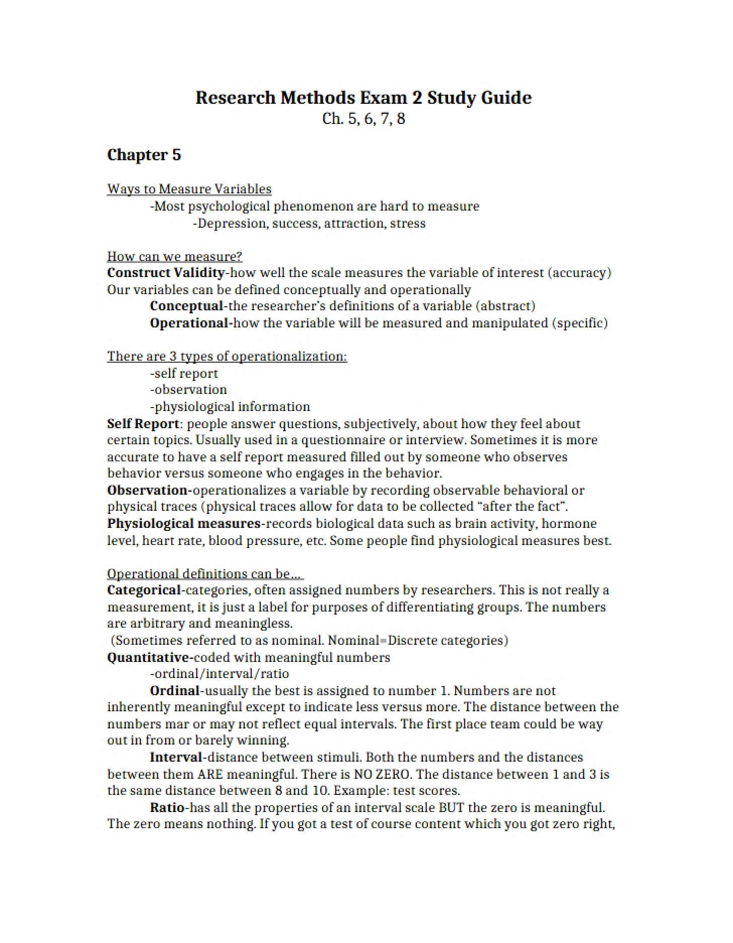 Review Material for Exam 2